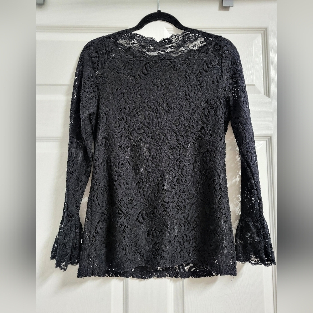 Adiva Womens Elegant Black Lace Top Size M